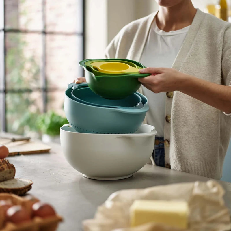 Duo Nesting Food Preparation Bowl Set with Colander - 6pcs, Opal