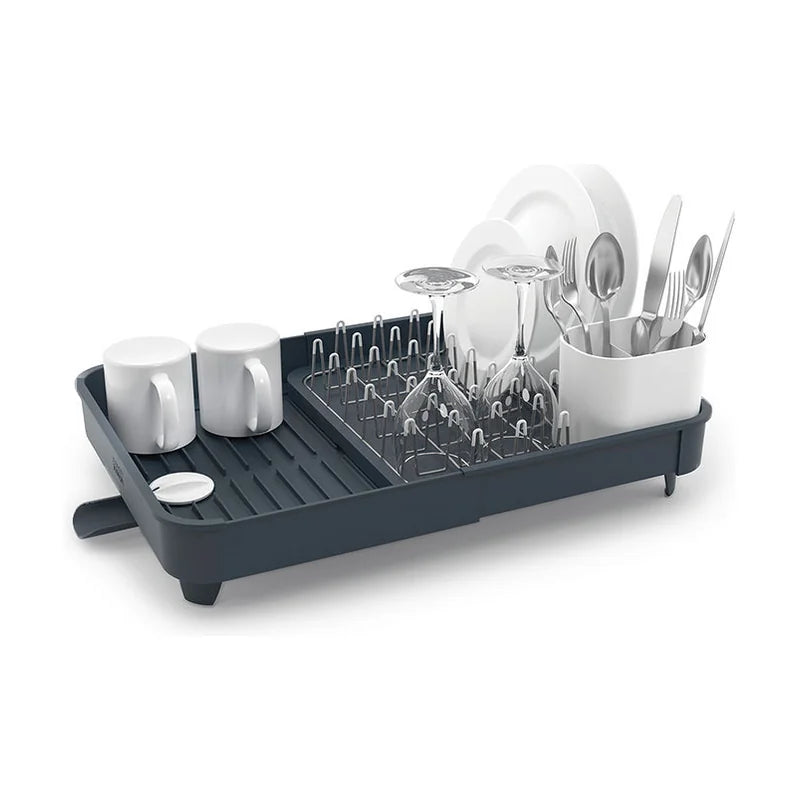 Extend Expandable Dish Drainer with Cutlery Holder & Draining Spout - Grey