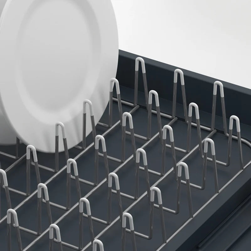 Extend Expandable Dish Drainer with Cutlery Holder & Draining Spout - Grey