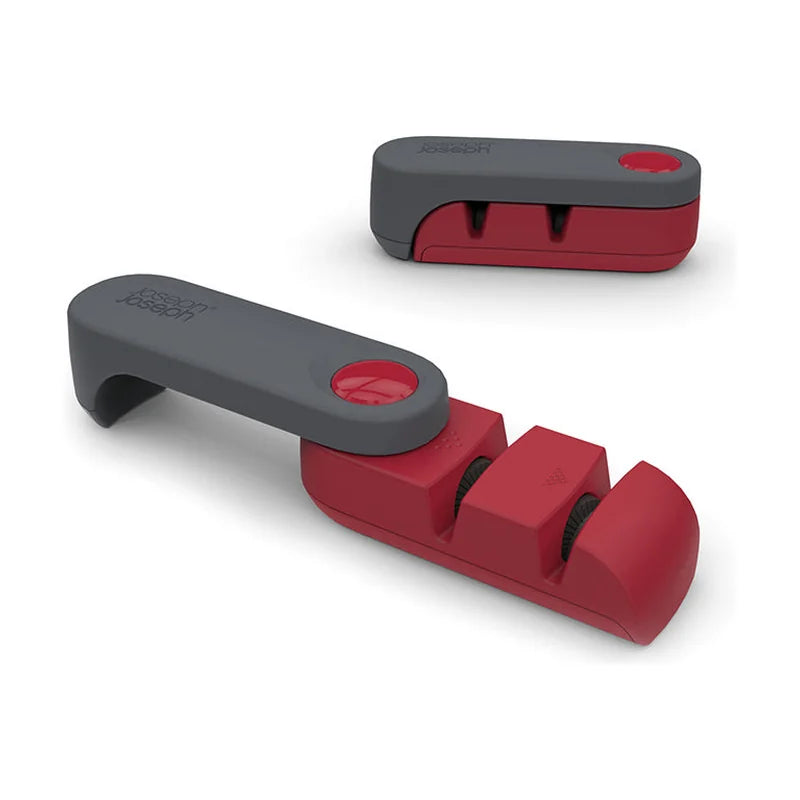 Rota Folding Knife Sharpener with Coarse & Fine Ceramic Wheels - Grey & Red