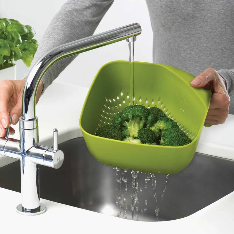 Square Colander with Upright Handle - Green