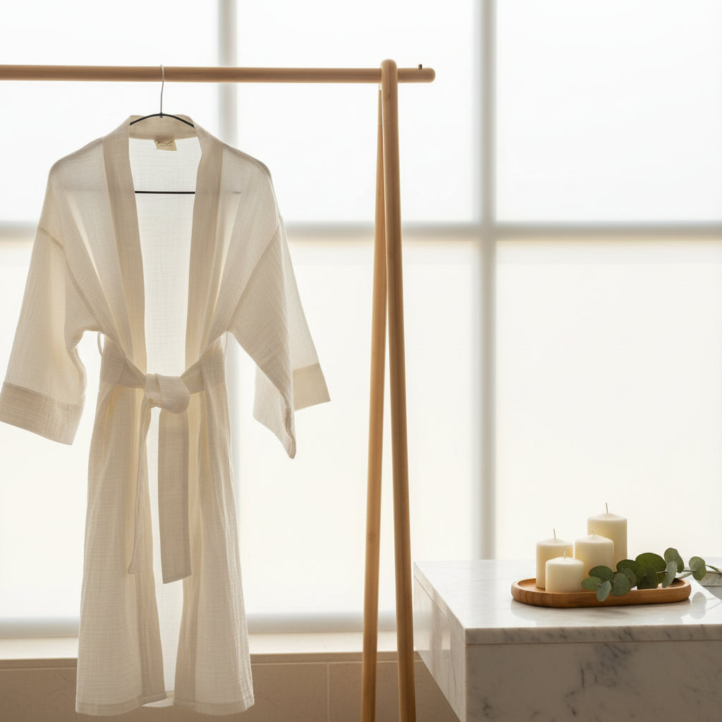 Kimi Cotton Kimono With Belt - Off - white - Waha Lifestyle