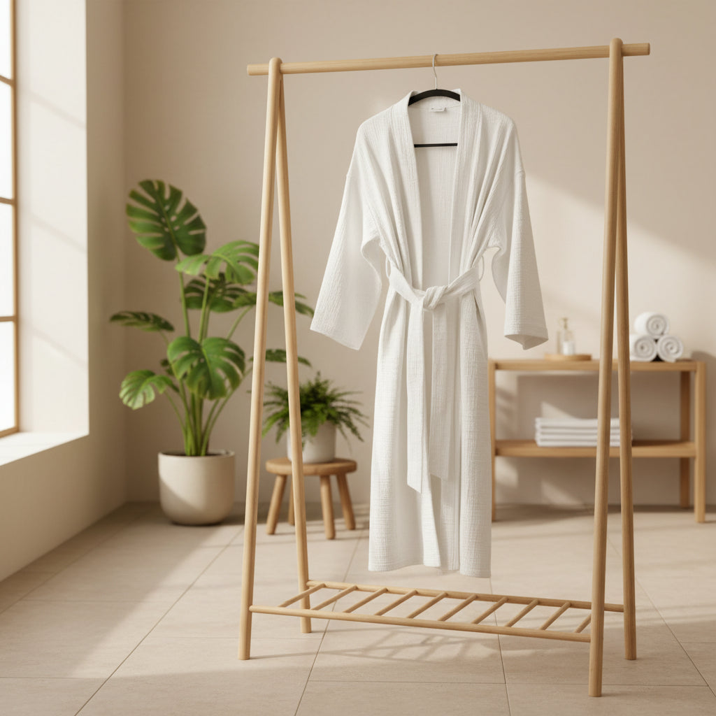 Kimi Cotton Kimono With Belt - Off - white - Waha Lifestyle