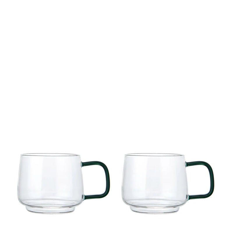Borosilicate Glass Mug With Colored Handle - Set of 2