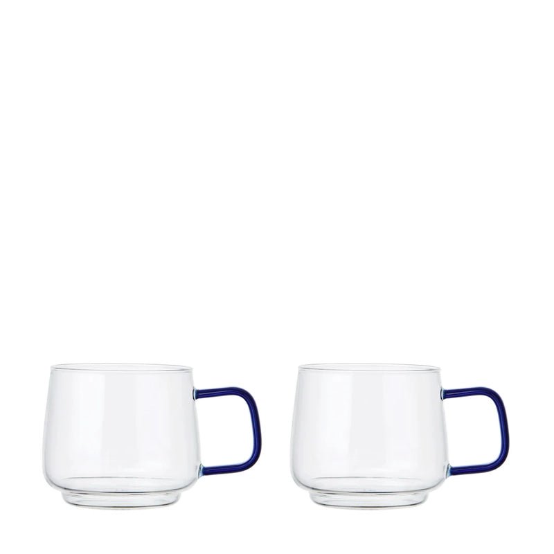 Borosilicate Glass Mug With Colored Handle - Set of 2