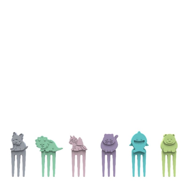 Reusable Food Picks with Animal Designs - Set of 6