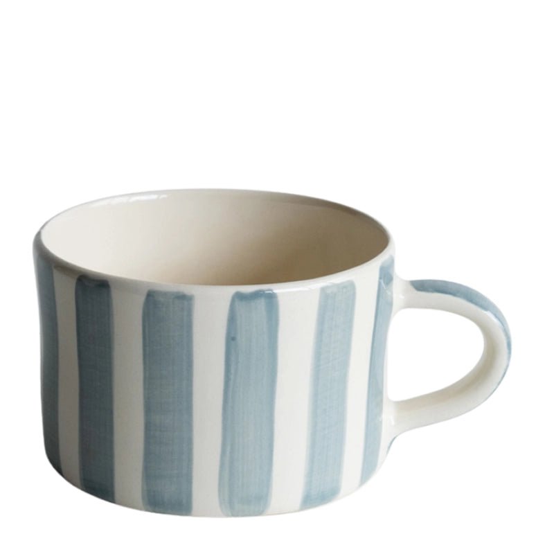 Handmade Ceramic Coffee Mug with Candy Stripes - 300ml