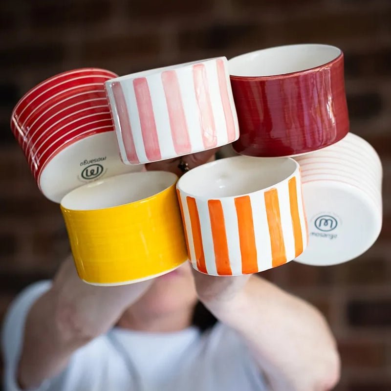 Handmade Ceramic Coffee Mug with Candy Stripes - 300ml