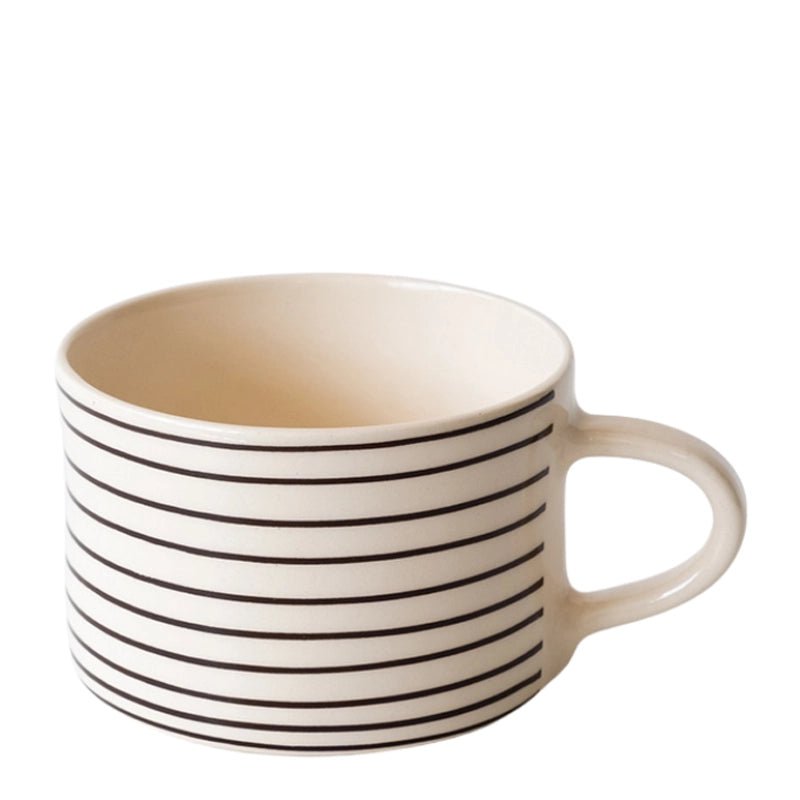 MUSANGO Handmade Ceramic Coffee Mug with Horizontal Stripes - 300ml in Kuwait - Waha Lifestyle