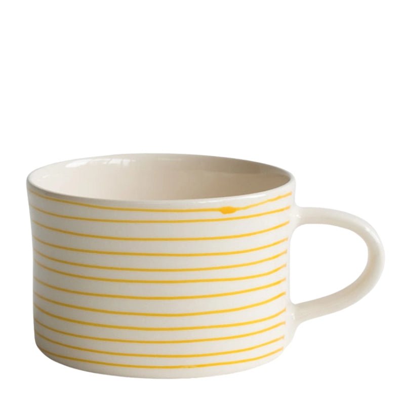 Handmade Ceramic Coffee Mug with Horizontal Stripes - 300ml