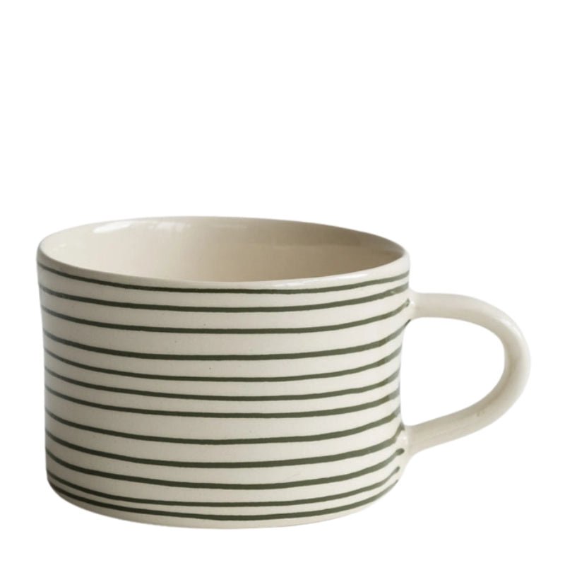 Handmade Ceramic Coffee Mug with Horizontal Stripes - 300ml
