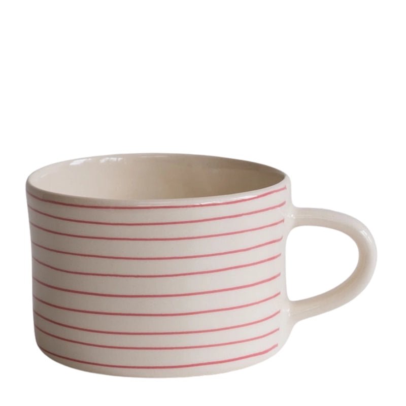 Handmade Ceramic Coffee Mug with Horizontal Stripes - 300ml