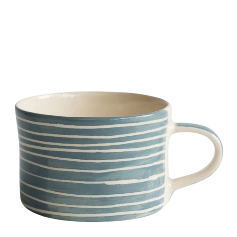 Handmade Ceramic Coffee Mug with Sgraffito Stripe - 300ml