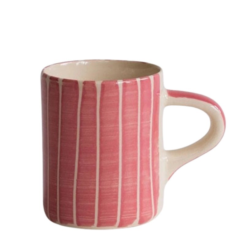 Handmade Ceramic Espresso Mug with Sgraffito Stripe - 60ml
