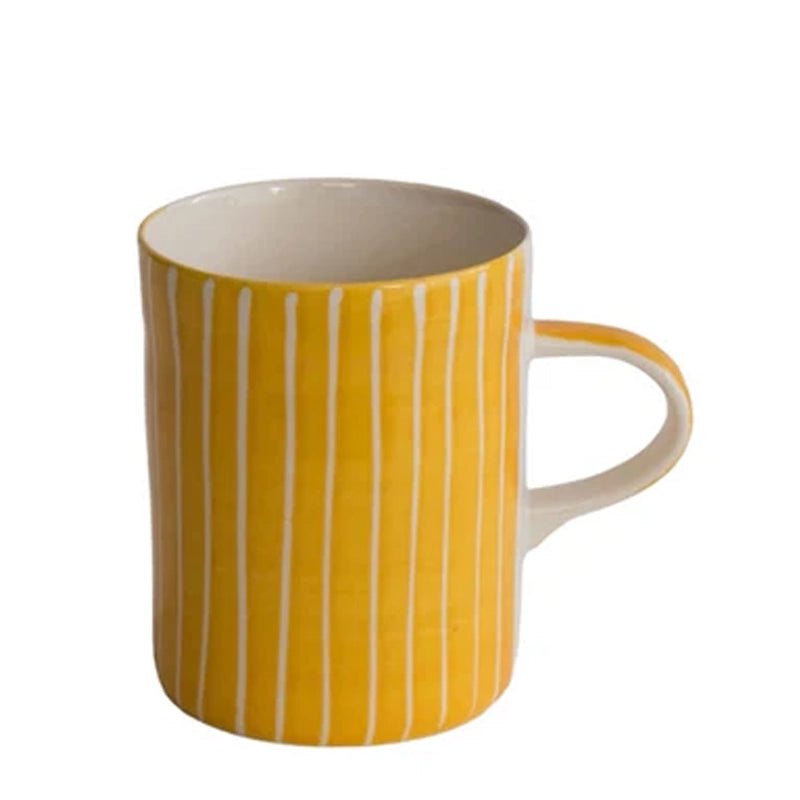 Handmade Ceramic Espresso Mug with Sgraffito Stripe - 60ml