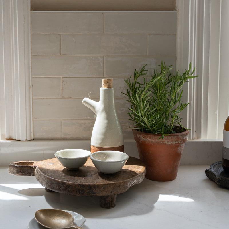 MW Home Ceramic Oil Bottle With A Cork Top - Milk White - Waha Lifestyle