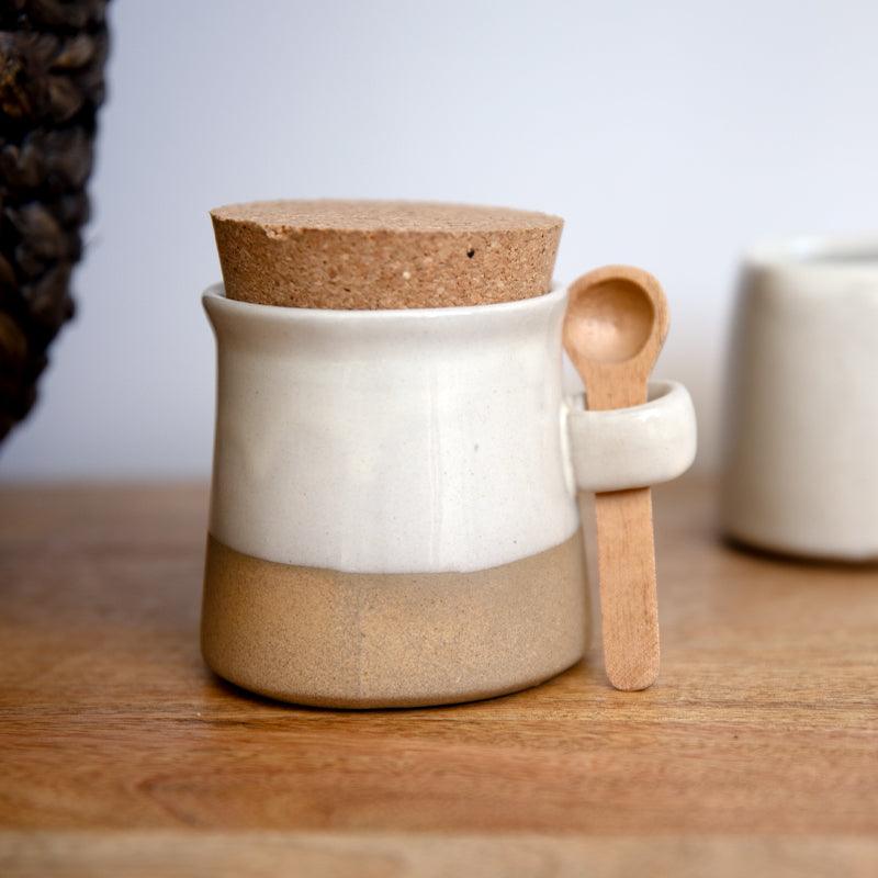 MW Home Yogurt Ceramic Pot With Cord Lid & Wooden Spoon - Waha Lifestyle