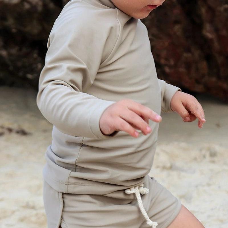 Nella Kids Rash Shirt With High Neck & Full Sleeves - Unisex - Sand - Waha Lifestyle