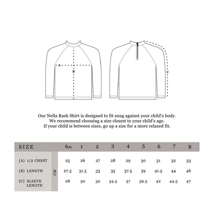 Nella Kids Rash Shirt With High Neck & Full Sleeves - Unisex - Tort - Waha Lifestyle