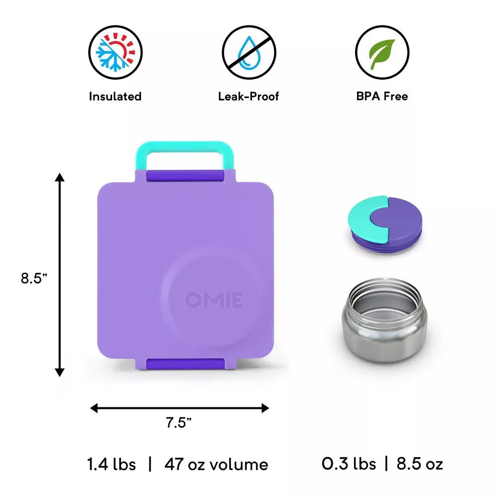 OMIE LIFE OmieBox Insulated Kids Bento Lunch Box with Leakproof Thermos Food Jar 3 Compartments in Kuwait - Waha Lifestyle