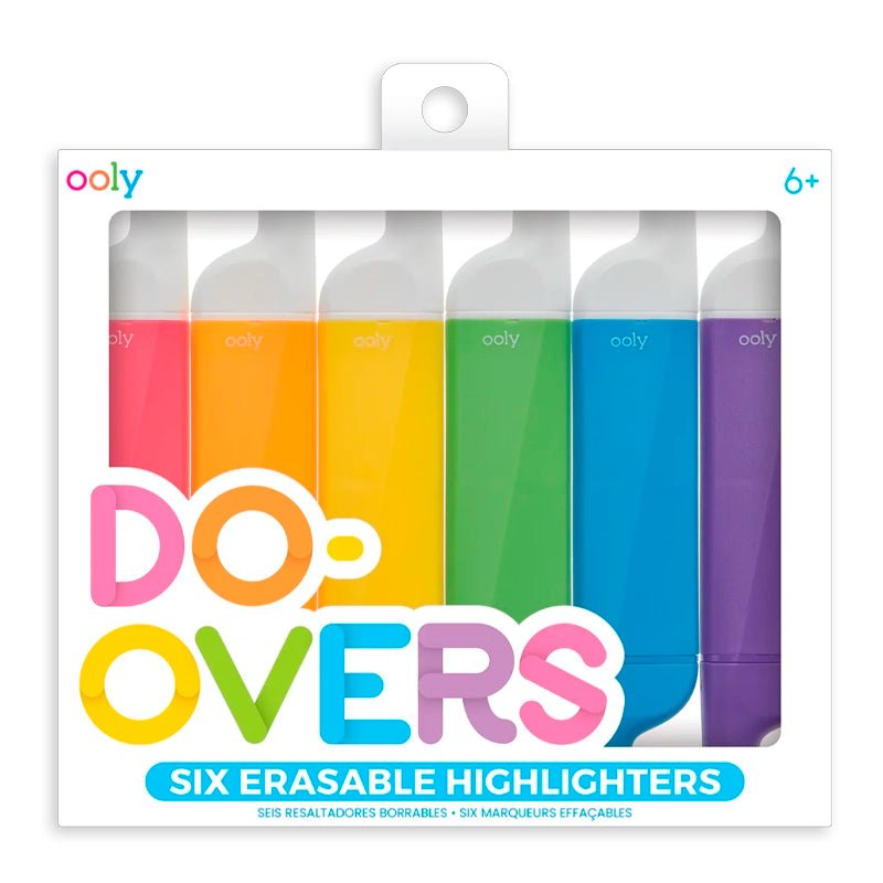 Do-Overs Erasable Highlighters Set with Chisel Tips - 6pcs