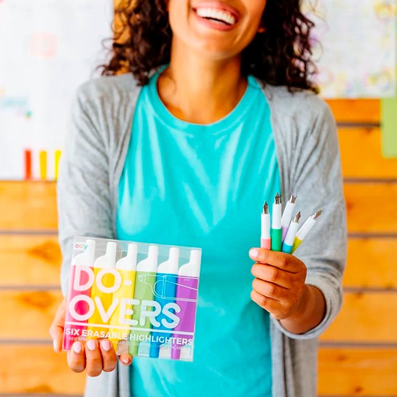 Do-Overs Erasable Highlighters Set with Chisel Tips - 6pcs