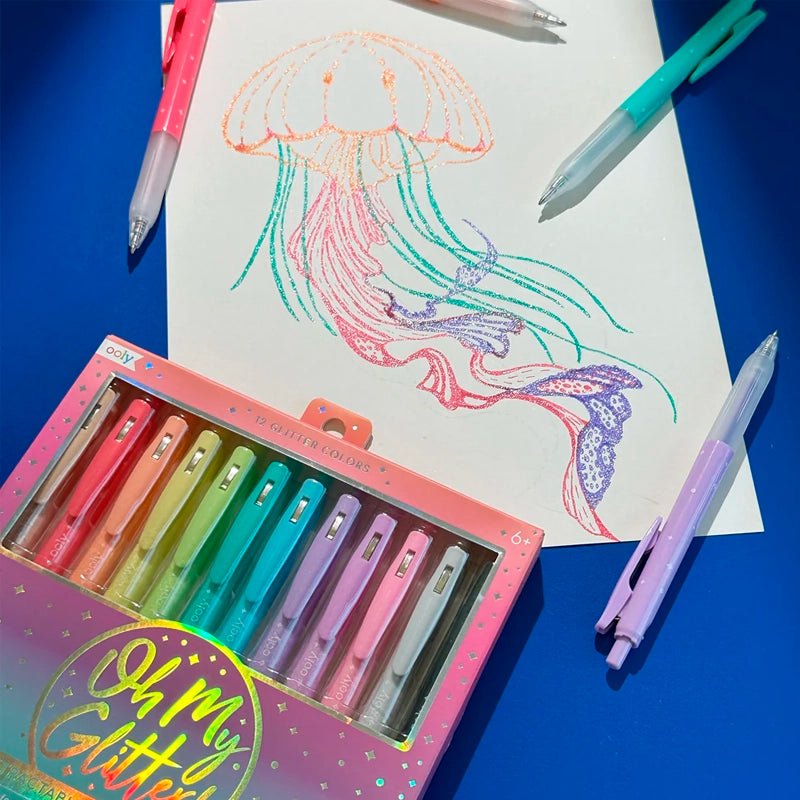 Oh My Glitter! Retractable Gel Pens For Kids - Set of 12