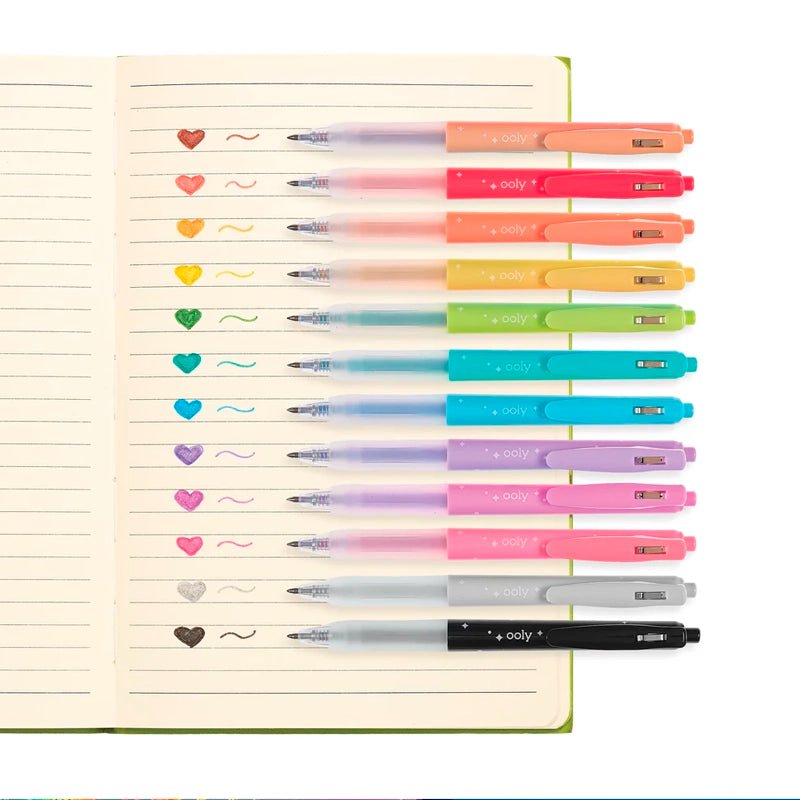 Oh My Glitter! Retractable Gel Pens For Kids - Set of 12