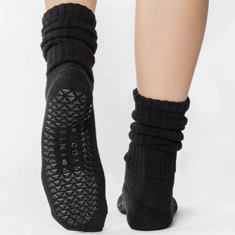 Slouch Crew Grip Socks for Pilates & Yoga - Black