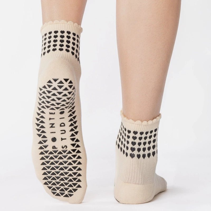 Sweetheart Ankle Grip Socks for Barre and Pilates - Ivory
