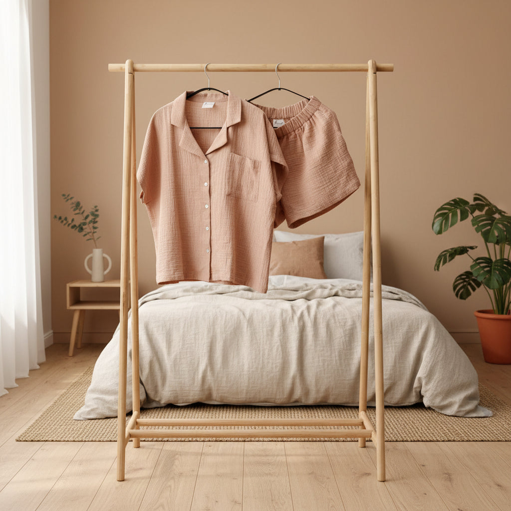Porto Casual Two - piece Cotton Set - Light Peach - Waha Lifestyle