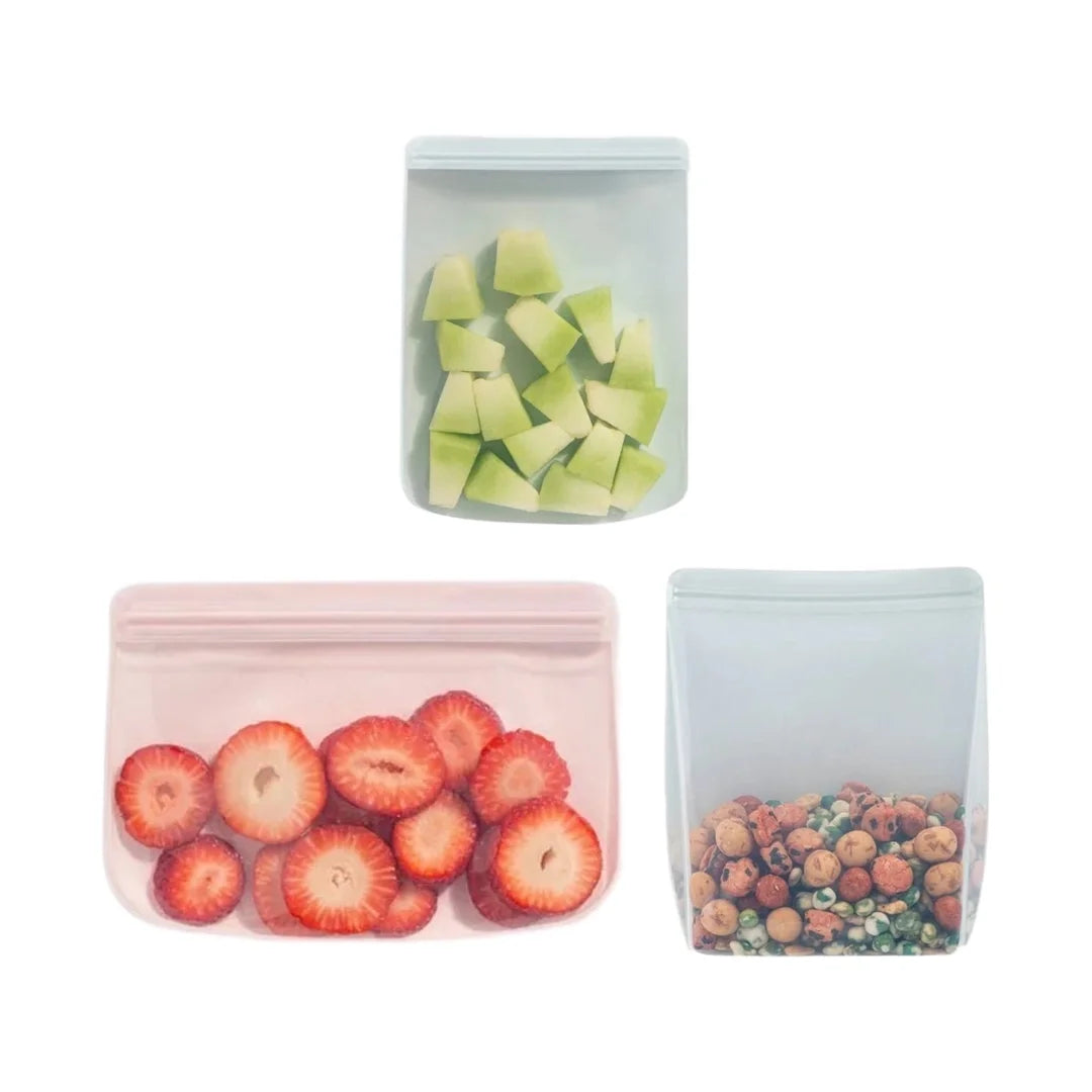 Reusable Silicon Food Storage Bag Set - 3 Pcs