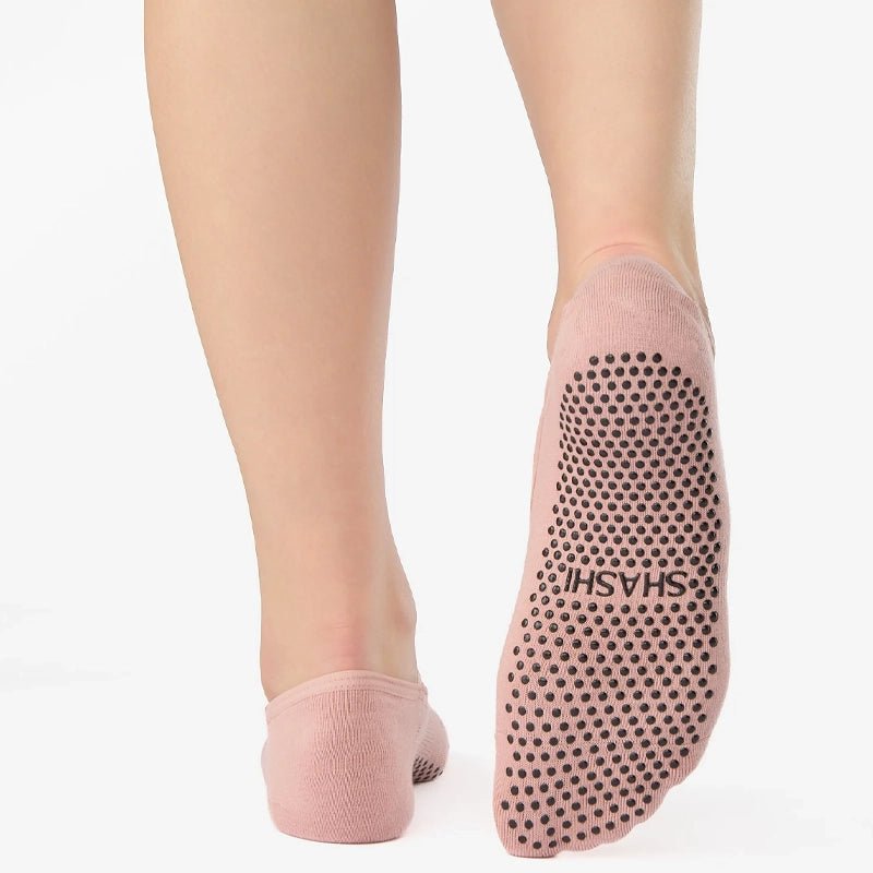 Cross Strap No Show Grip Socks - Ballet Pink