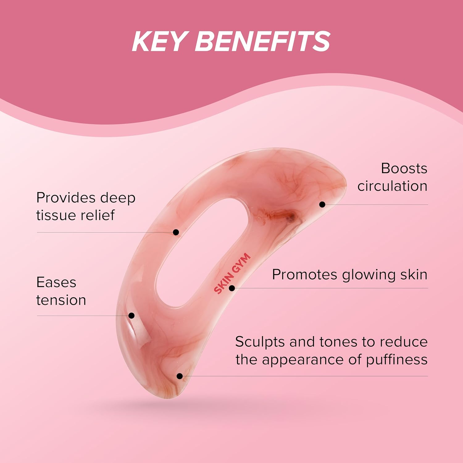 SKIN GYM Body Gua Sha Massage Tool with Handle - Pink in Kuwait - Waha Lifestyle