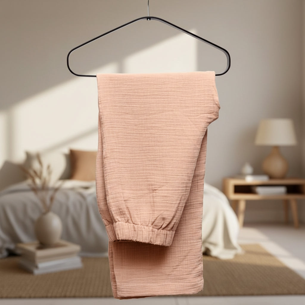 HAWA Stella Cotton Pants With Elastic Waist - Light Peach - Waha Lifestyle