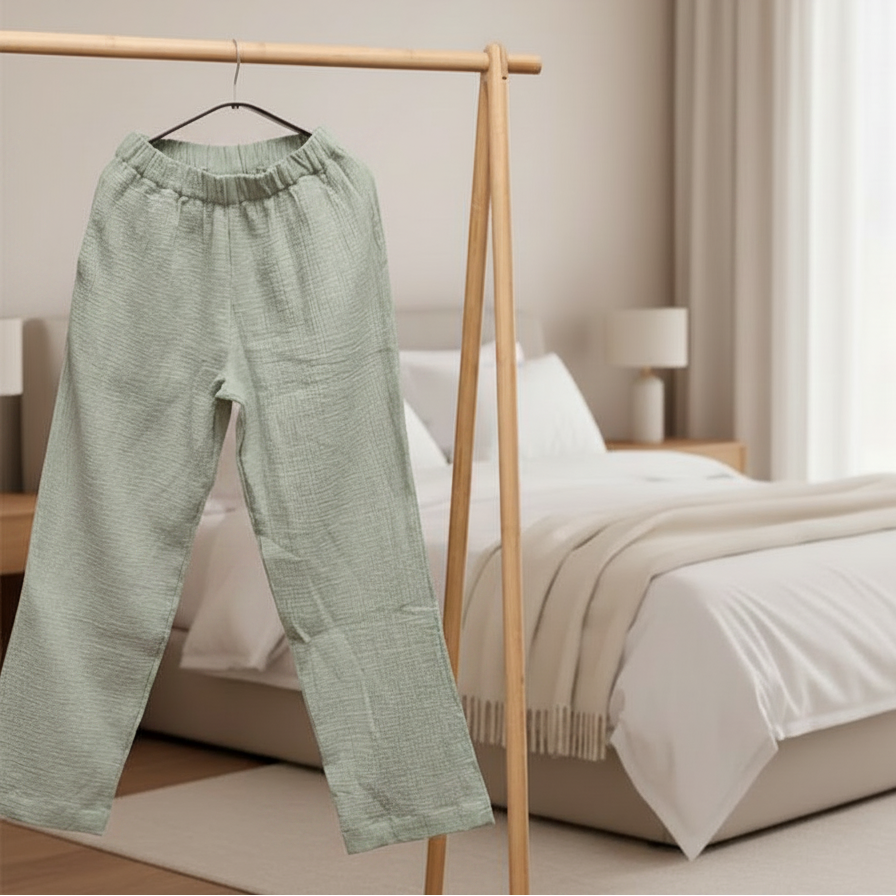 HAWA Stella Cotton Pants With Elastic Waist - Sage Green - Waha Lifestyle