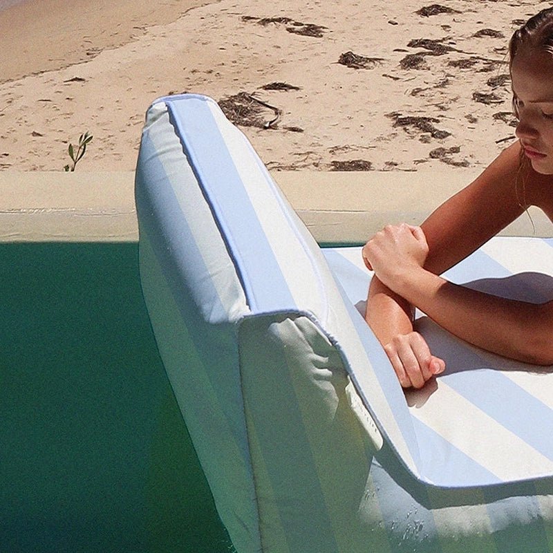 Lazy Days Luxe Lie-On Inflatable Pool Float - Blue Stripe