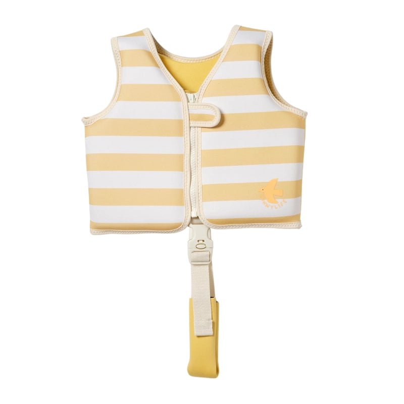 Swim Vest For Kids - Sammy the Seagull Mustard Stripe
