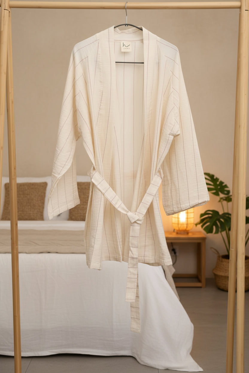 Tardu Cotton Kimono With Long Sleeves - Beige - Waha Lifestyle