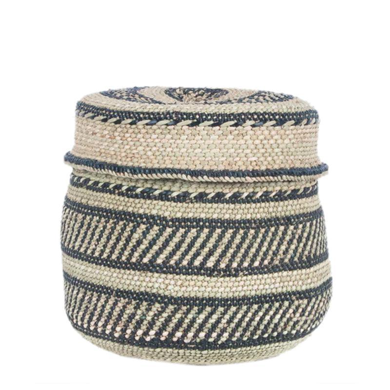 The Basket Room Nyumba Lidded Storage Basket - Black & Natural - Waha Lifestyle