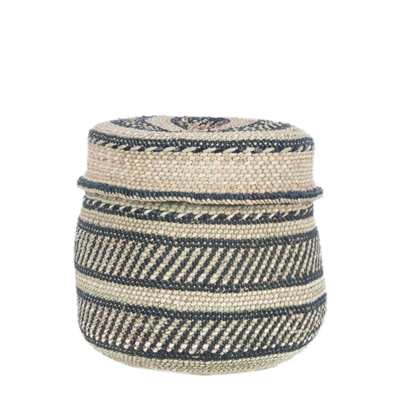 The Basket Room Nyumba Lidded Storage Basket - Black & Natural - Waha Lifestyle