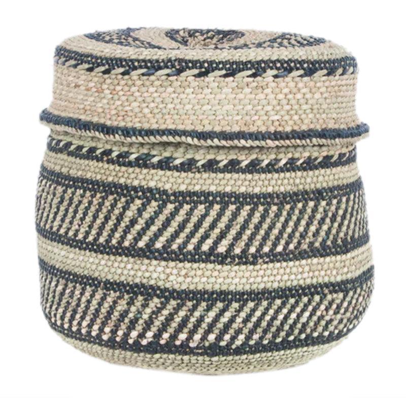 The Basket Room Nyumba Lidded Storage Basket - Black & Natural - Waha Lifestyle
