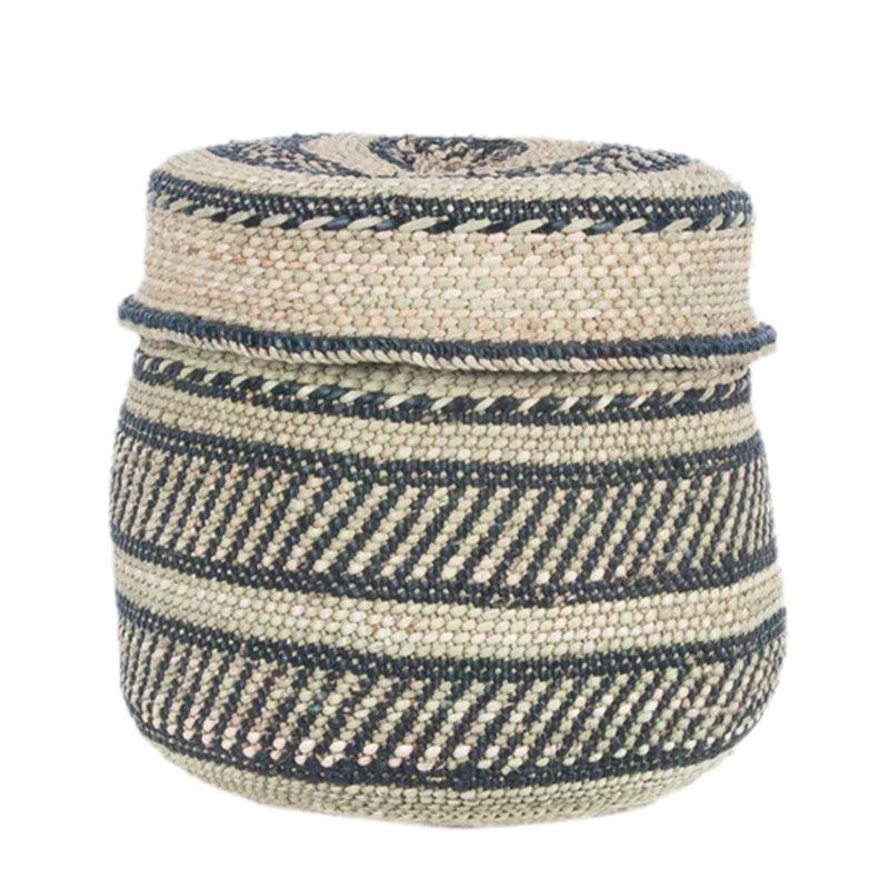 The Basket Room Nyumba Lidded Storage Basket - Black & Natural - Waha Lifestyle