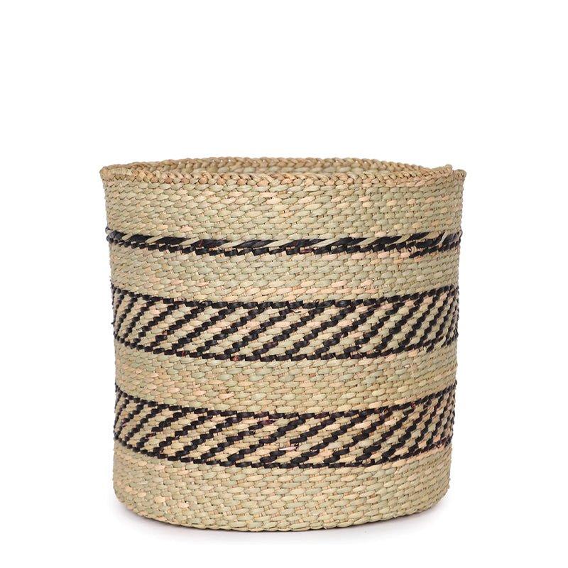 The Basket Room Vizuri Lidded Storage Basket - Black & Natural - Waha Lifestyle