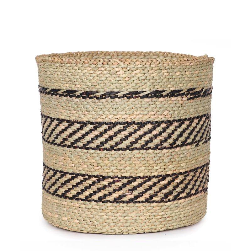 The Basket Room Vizuri Lidded Storage Basket - Black & Natural - Waha Lifestyle
