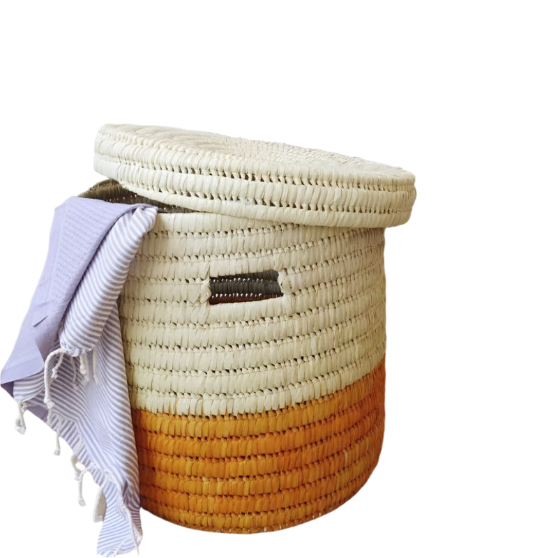 The Basket Room Wapi Lidded Laundry Basket - Orange - Waha Lifestyle