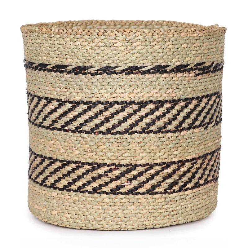 The Basket Room Vizuri Lidded Storage Basket - Black & Natural - Waha Lifestyle