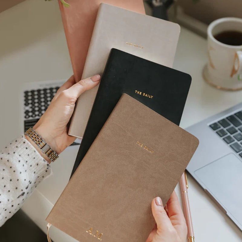Undated Daily Planner with Faux Leather Hardcover