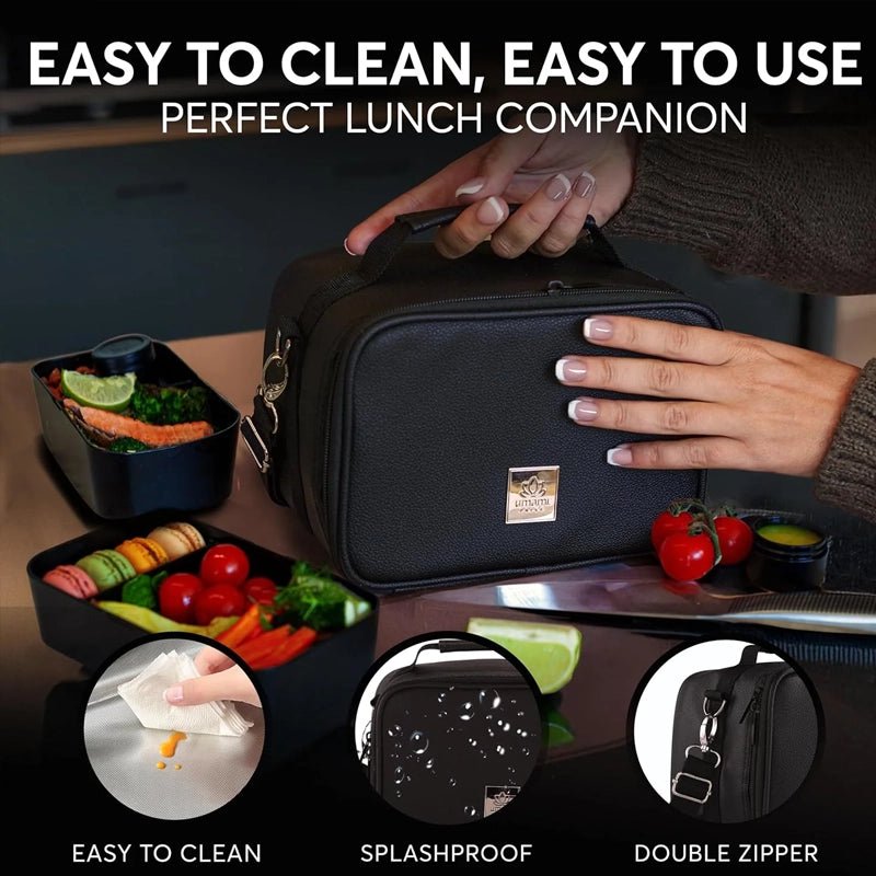Prive Leather Thermal Insulated Lunch Bag – Deep Black