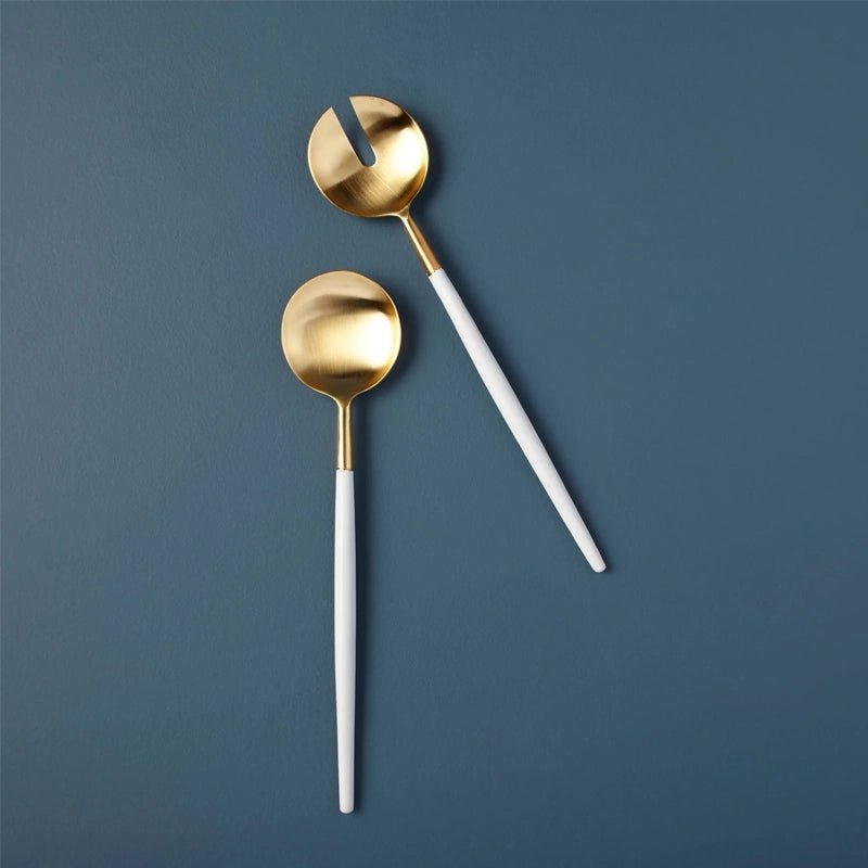 White & Gold Salad Serving Spoon Set - 2pcs - Waha Lifestyle